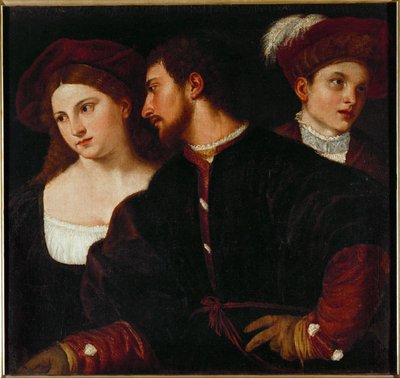 Zelfportret met vrienden ... door Titian (c.1488-1576)