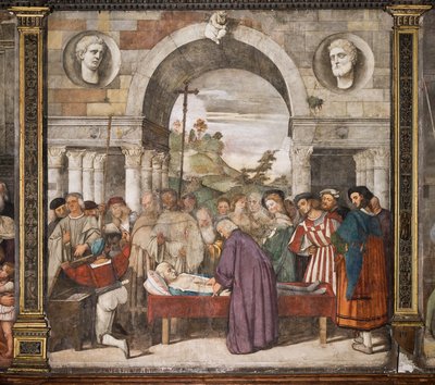 Het hart van de vrek in de kist, de noordelijke muur, School van de Heilige, Basiliek van St. Antonius (Basiliek van de Heilige), Padua, Italië door Titian (c.1488 1576)