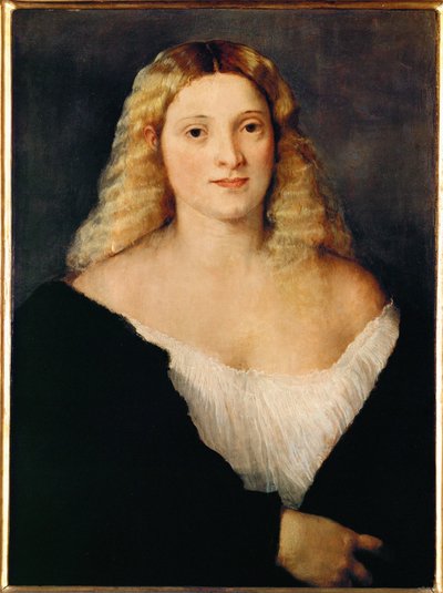 Jonge vrouw in een zwarte jurk ... door Titian (c.1488 1576)