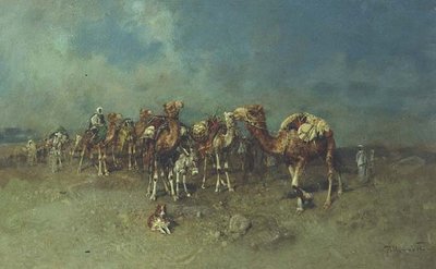 Een Arabische karavaan door Tito Pelliciotti