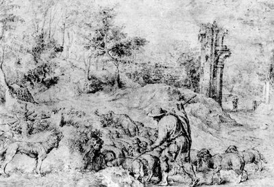 Landschap met herder en kudde, c1520, 1937 door Tiziano Vecelli