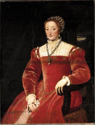 Portret van Giulia da Varano Della Rovere door Tiziano Vecelli