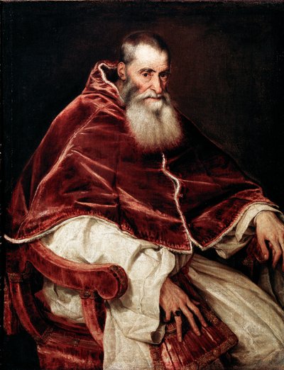 Portret van Paus Paulus III door Tiziano Vecelli