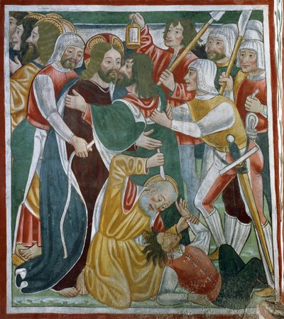 De kus van Judas door Tommaso (active 1479 1509) (workshop) Cagnola