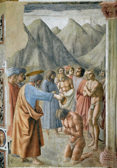 Sint-Pieter doopt de Neofyten door Tommaso Masaccio