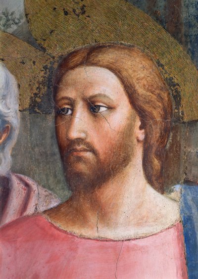 De Schattingpenning: Hoofd van Christus, detail, ca. 1427 door Tommaso Masaccio