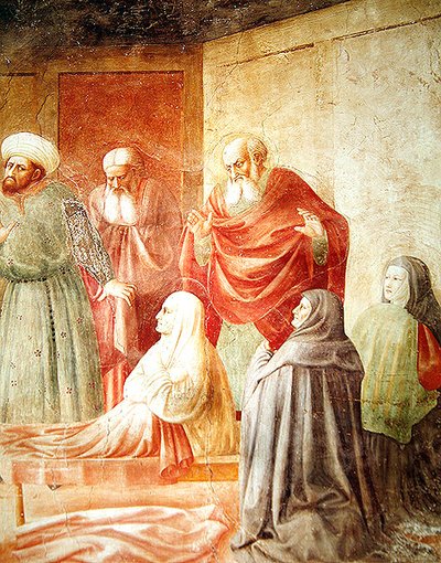 Detail van Tabitha, uit de Opwekking van Tabitha, c.1427 door Tommaso Masolino da Panicale