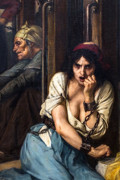 Dokter Pinel bevrijdt de krankzinnigen in Salpêtrière in 1795 door Tony Robert-Fleury