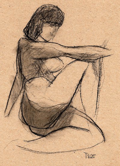 Schets van een contemplatief figuur door Tore Bahnson