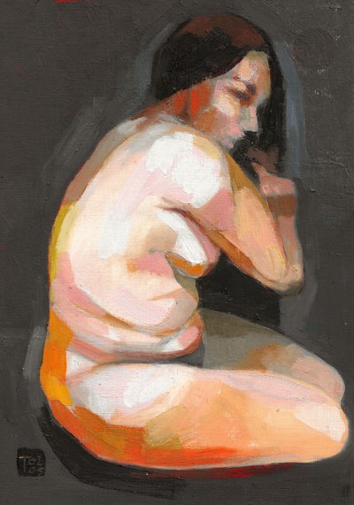 Contemplatieve naakte vrouw door Tore Bahnson