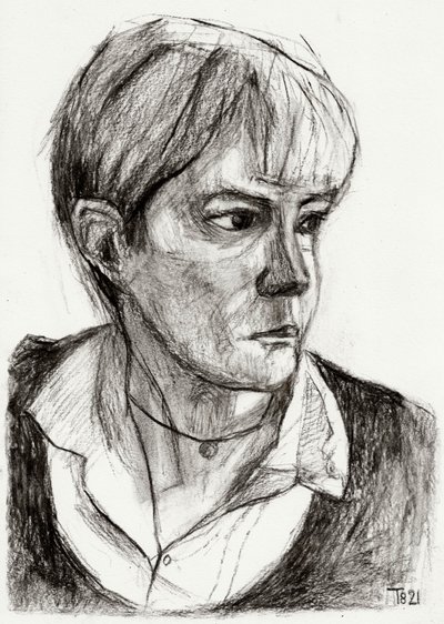 Schets van een peinzende vrouw door Tore Bahnson