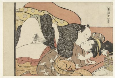 Courtisane-in-opleiding en bordeelbezoeker (Shikido juniban) door Torii Kiyonaga