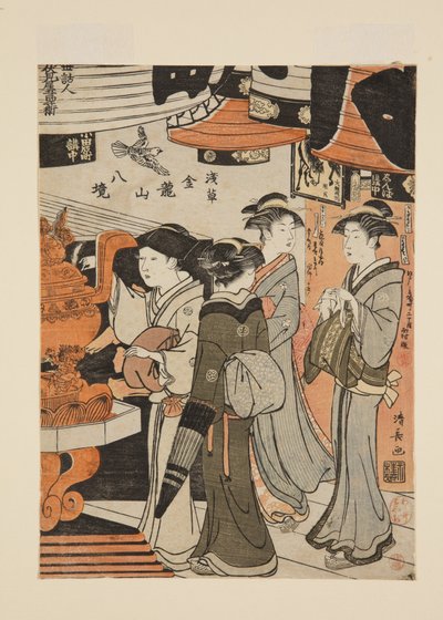 In de Sensō-ji tempel door Torii Kiyonaga