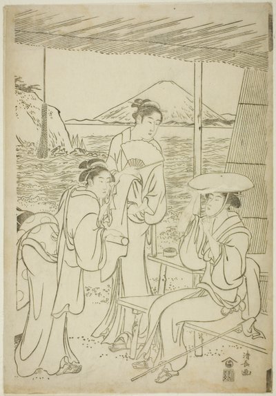 Bezoekers aan Enoshima door Torii Kiyonaga