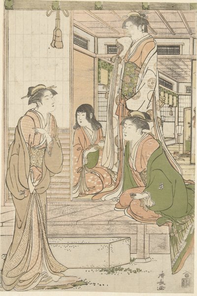 Yoshitsune brengt een serenade aan Joruri hime door Torii Kiyonaga
