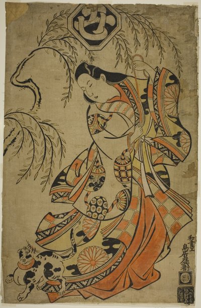 De Acteur Uemura Kichisaburo als de Derde Prinses in het stuk Wakoku Gosuiden, uitgevoerd in het Morita Theater in de derde maand, 1700 door Torii Kiyonobu I