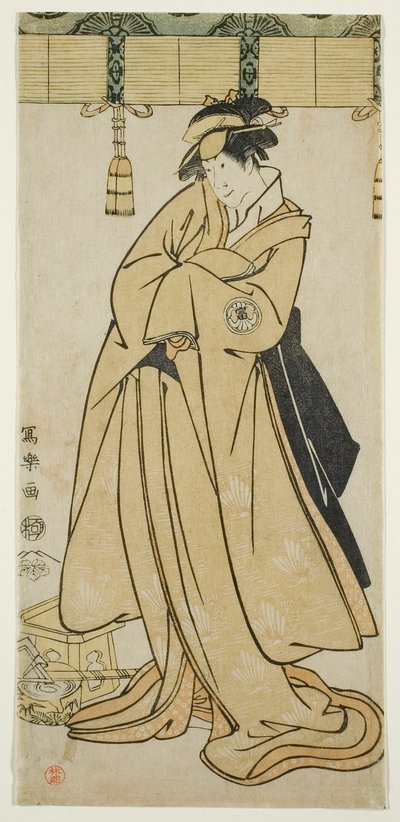 De acteur Segawa Tomisaburo II als Prins Korehito vermomd als de dienstmeid Wakakusa van de Otomo-familie door Toshusai Sharaku