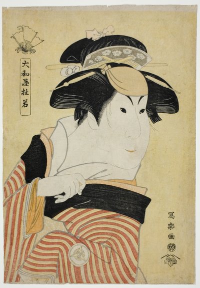 Yamatoya Tojaku (De acteur Iwai Hanshiro IV als Otoma, dochter van Ohina uit Inamuragasaki in Kamakura) door Toshusai Sharaku