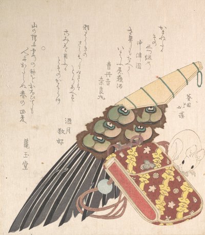 Veerborstel en Doran een soort medicijnkistje met een netsuke van een rat, waarschijnlijk 1816 door Totoya Hokkei