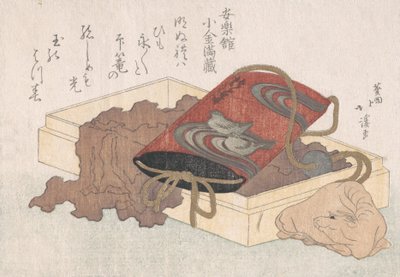 Lacquer Inro met watervogels en ox-vormige Netsuke in een doos uit de Lente Regen..., waarschijnlijk 1817 door Totoya Hokkei
