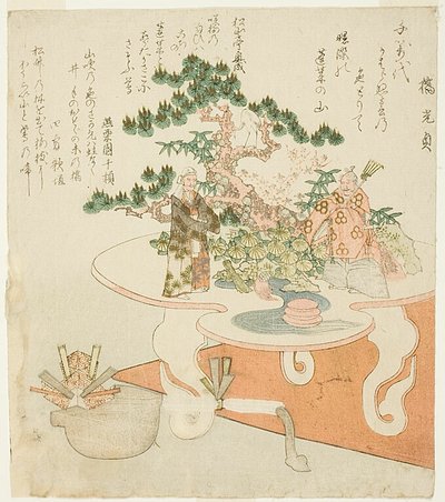 Shimadai, of eilandstandaard voor huwelijksarrangement door Totoya Hokkei