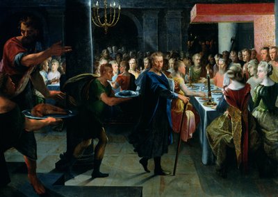 Dice biedt een banket aan Francus aan, in aanwezigheid van Hyante en Climene, uit 
