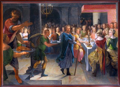 Dobbelstenen die Francus een banket aanbieden, ca.1594-1602 (schilderij op doek) door Toussaint Dubreuil