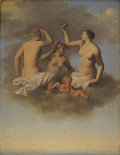 Juno, Minerva en Venus met Cupido door Toussaint Gelton