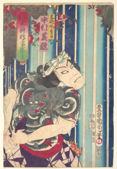 Imaginäres Porträt, Shuihuzhuan der Bühne: Tōryūdai - Schauspieler Nakamura Shikan spielt Suekichi door Toyohara Kunichika