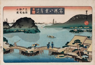 Schemering, Atami, uit de serie Acht uitzichten van beroemde plaatsen door Toyokuni II