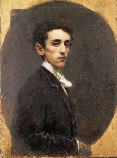 Portret van de Italiaanse schrijver Carlo Dossi door Tranquillo Cremona