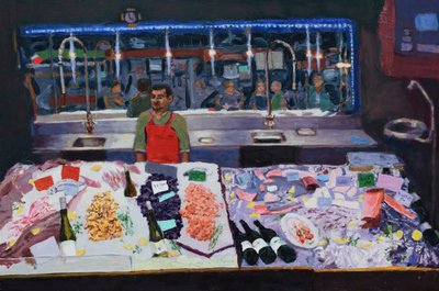 Zeebanket (Parijs), 2016 (olieverf op board) door Trevor Burgess