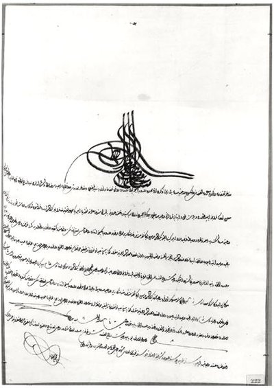 Document met Vrijgeleide gegeven aan Rene de Chateaubriand (1768-1848) door Sultan Selim III (1761-1808) 14-23 september 1806 door Turkish School