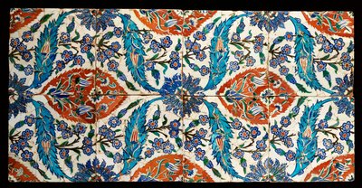 Acht samengestelde Iznik polychrome vierkante tegels, ca. 1575 door Turkish School