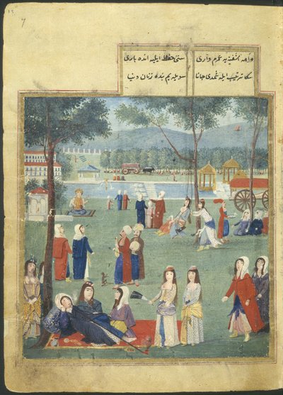 De tuinen van de Kagithane (De zoete wateren van Europa), vrouwen in een park door Turkish School