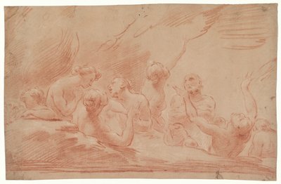 Seelen im Fegefeuer, Studie für Der selige Johannes Burali bittet die selige Jungfrau, für die Seelen im Fegefeuer zu intervenieren, San Bartolomeo, Bologna door Ubaldo Gandolfi