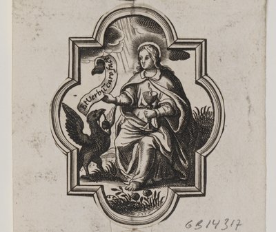 Embleem met de evangelist Johannes door Ubekendt