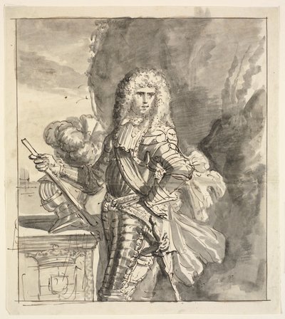 Portret van een veldheer. Kniehoogte, staand bij een balustrade door Ubekendt