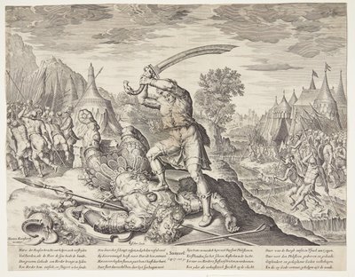 David onthoofdt Goliath door Ubekendt efter ubekendt efter Maarten van Heemskerck