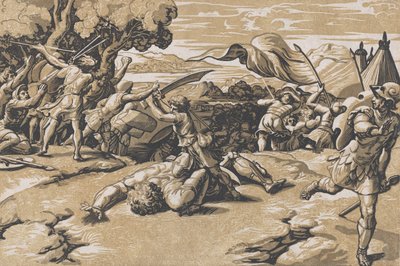 David en Goliath, ca. 1520-27 door Ugo da Carpi
