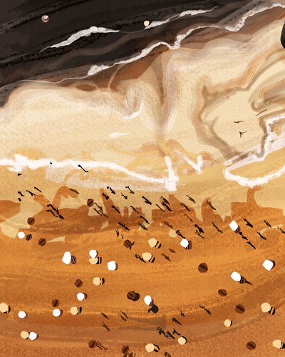 Het strandleven van bovenaf gezien door Uma Gokhale