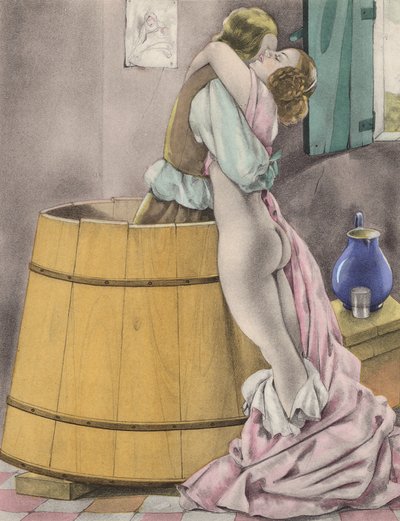 Brunelleschi illustratie voor Contes et Nouvelles de La Fontaine (kleurenlitho) door Umberto (after) Brunelleschi