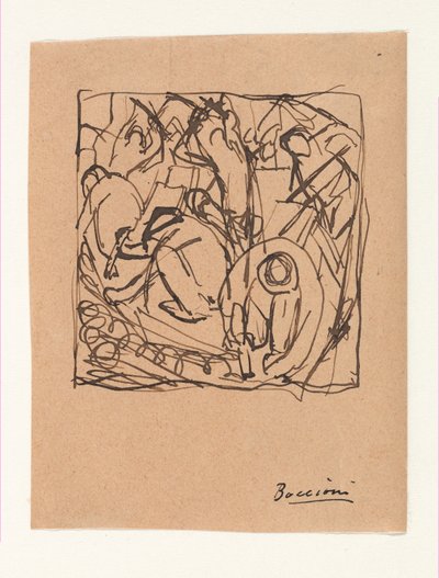 Kompositionsstudie für "Die Straßenpflasterer" door Umberto Boccioni