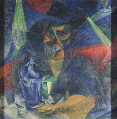 Ontbinding van vrouwenfiguur aan tafel door Umberto Boccioni (1882-1916) door Umberto Boccioni