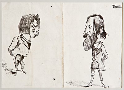 Karikaturen (Oost-Indische inkt op papier) door Umberto Tirelli