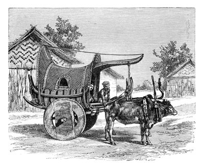 Een Birmaanse wagen, Birma Myanmar, 1895 door Unbekannt