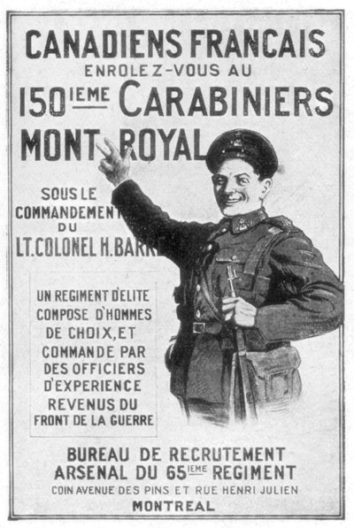 Een Franse Canadese legerwervingsposter door Unbekannt