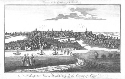 Een perspectivisch uitzicht op Colchester, in het graafschap Essex, ca. 1742 door Unbekannt