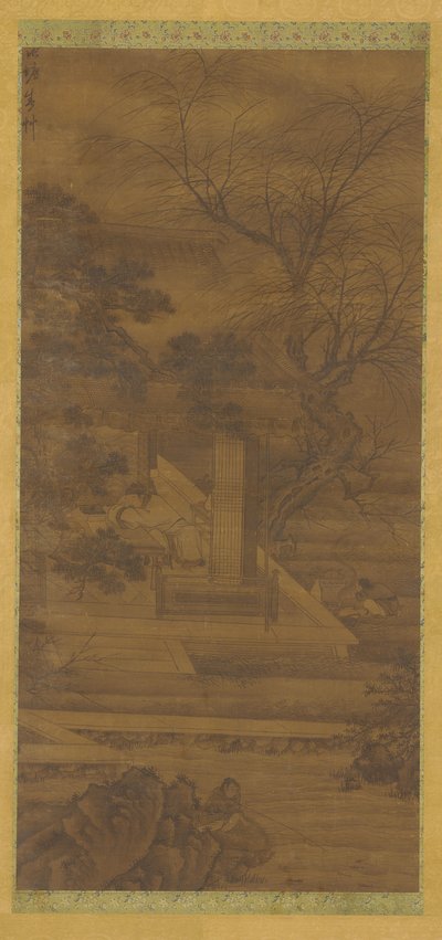 Een dichter dromend in zijn paviljoen aan de rivier, Ming of Qing-dynastie, 17e eeuw door Unbekannt
