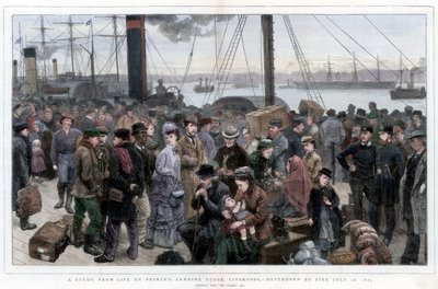 Een studie uit het leven op Princes Landing Stage, Liverpool - Vernietigd door brand 28 juli 1874 door Unbekannt